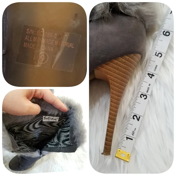 SELINA Gray Heeled Ankle Boots SIZE 9, Zip closure on the side. - Picture 16 of 16